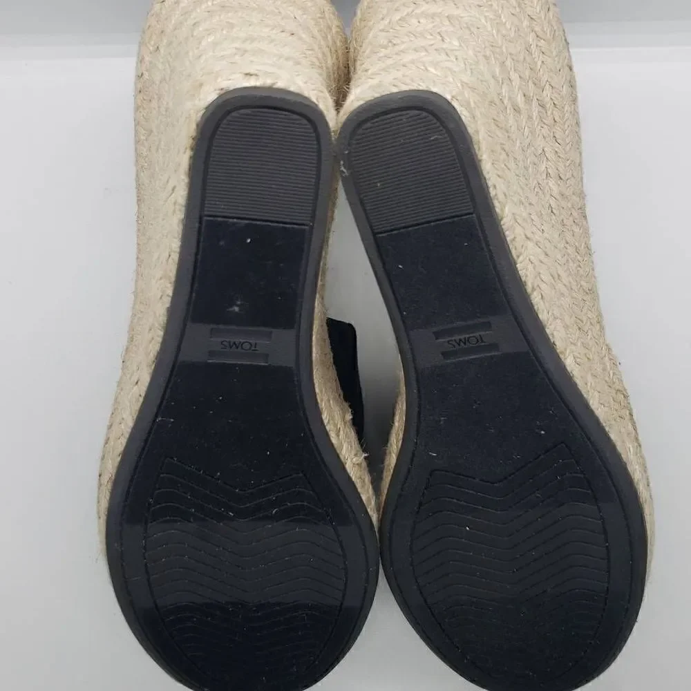 Toms Women Marisol Wedge Heel Shoes Black Size 9.5 Y2K Style Chunky